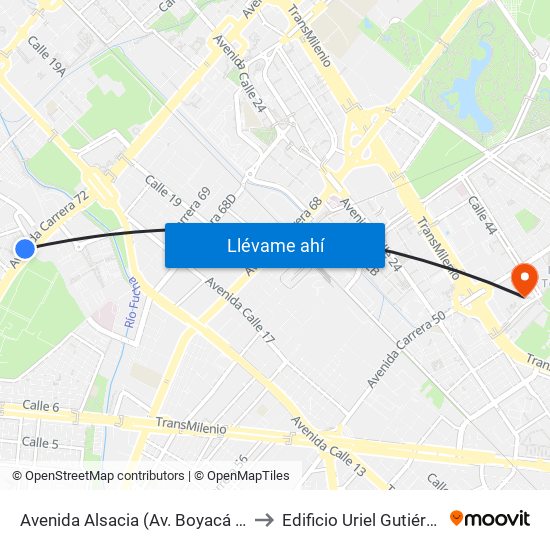 Avenida Alsacia (Av. Boyacá - Ac 12) (A) to Edificio Uriel Gutiérrez (861) map