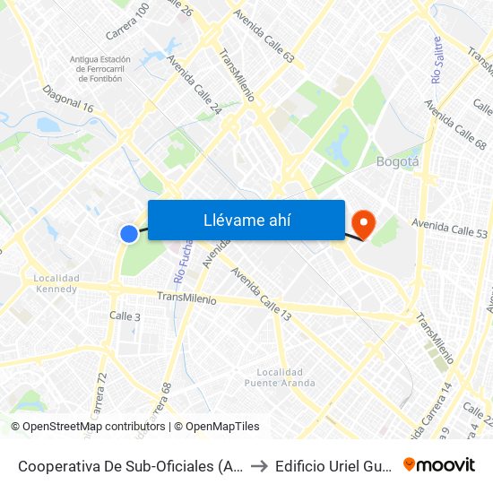 Cooperativa De Sub-Oficiales (Av. Boyacá - Cl 10) (A) to Edificio Uriel Gutiérrez (861) map