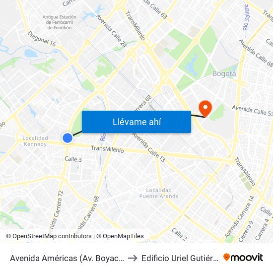 Avenida Américas (Av. Boyacá - Cl 6d) (A) to Edificio Uriel Gutiérrez (861) map