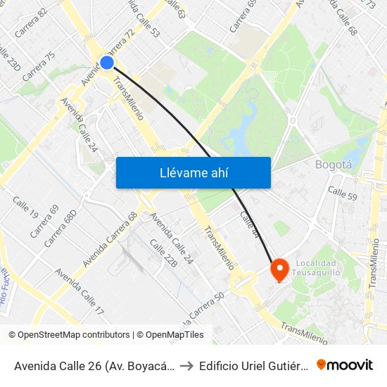 Avenida Calle 26 (Av. Boyacá - Ac 26) (A) to Edificio Uriel Gutiérrez (861) map