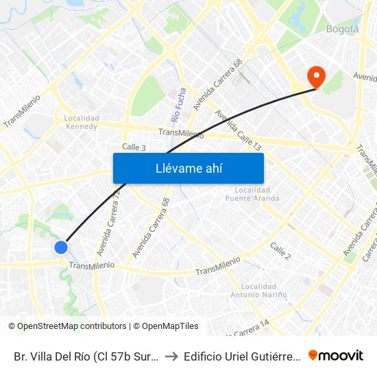 Br. Villa Del Río (Cl 57b Sur - Kr 62) to Edificio Uriel Gutiérrez (861) map