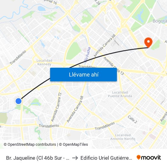 Br. Jaqueline (Cl 46b Sur - Kr 77v) to Edificio Uriel Gutiérrez (861) map