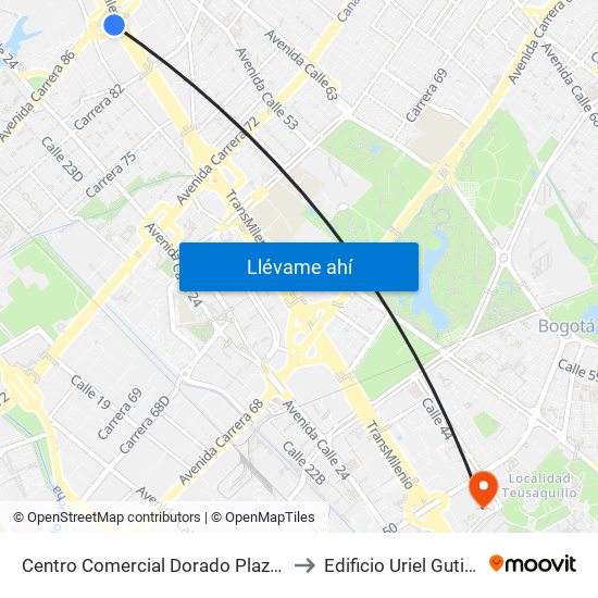 Centro Comercial Dorado Plaza (Ac 26 - Kr 85d) to Edificio Uriel Gutiérrez (861) map