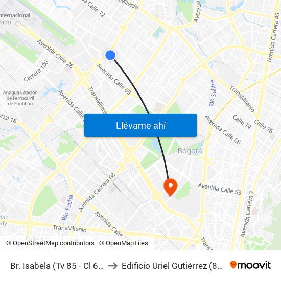 Br. Isabela (Tv 85 - Cl 64i) to Edificio Uriel Gutiérrez (861) map