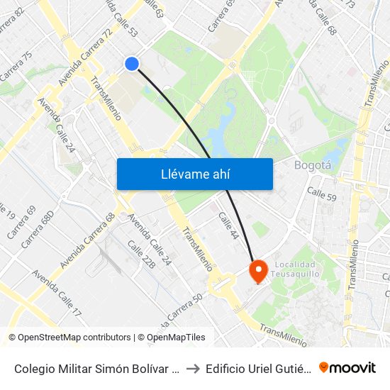 Colegio Militar Simón Bolívar (Ak 70 - Cl 51) to Edificio Uriel Gutiérrez (861) map