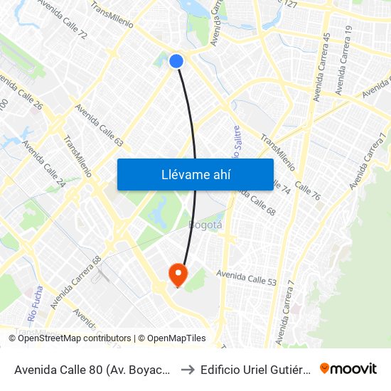 Avenida Calle 80 (Av. Boyacá - Cl 78) (A) to Edificio Uriel Gutiérrez (861) map