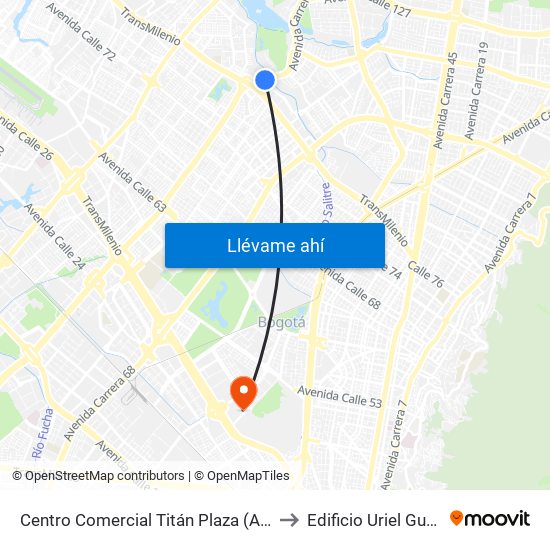 Centro Comercial Titán Plaza (Av. Boyacá - Cl 92) (A) to Edificio Uriel Gutiérrez (861) map