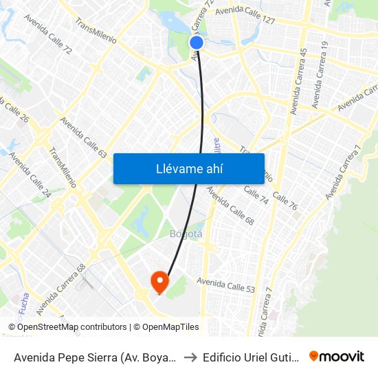 Avenida Pepe Sierra (Av. Boyacá - Cl 116a) (A) to Edificio Uriel Gutiérrez (861) map