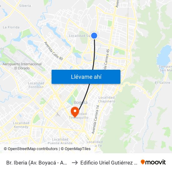 Br. Iberia (Av. Boyacá - Ac 138) to Edificio Uriel Gutiérrez (861) map