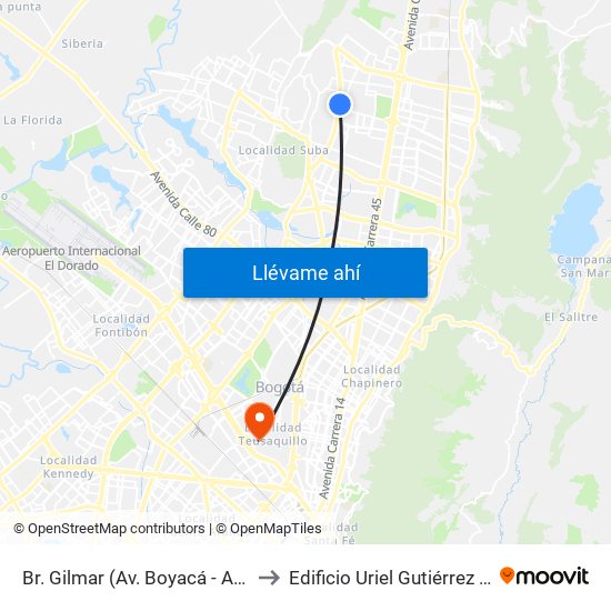 Br. Gilmar (Av. Boyacá - Ac 153) to Edificio Uriel Gutiérrez (861) map