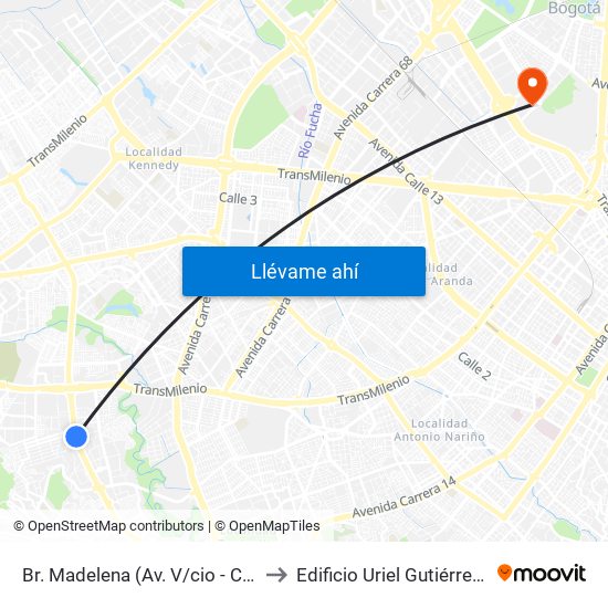 Br. Madelena (Av. V/cio - Cl 63 Sur) to Edificio Uriel Gutiérrez (861) map