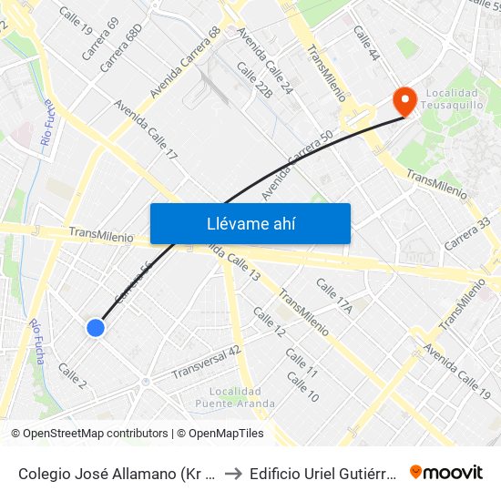 Colegio José Allamano (Kr 56 - Ac 3) to Edificio Uriel Gutiérrez (861) map