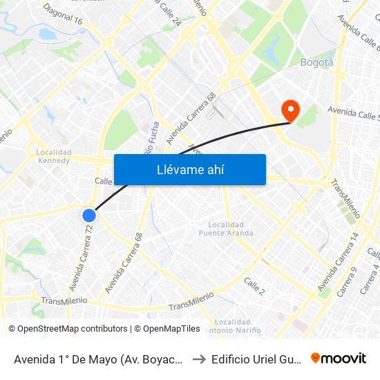 Avenida 1° De Mayo (Av. Boyacá - Av. 1 De Mayo) (A) to Edificio Uriel Gutiérrez (861) map