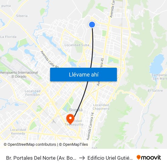 Br. Portales Del Norte (Av. Boyacá - Cl 167) to Edificio Uriel Gutiérrez (861) map