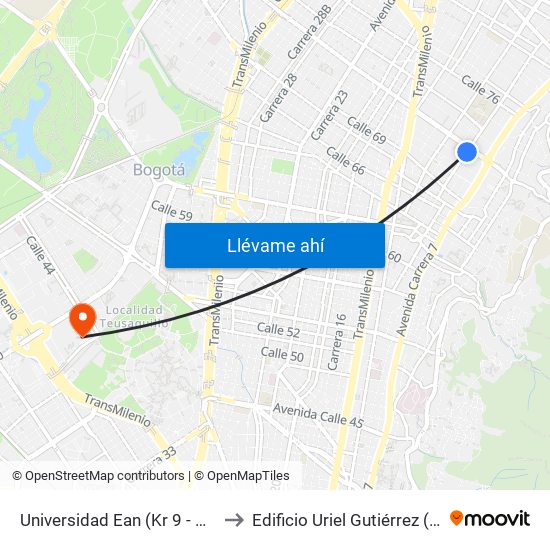 Universidad Ean (Kr 9 - Cl 71) to Edificio Uriel Gutiérrez (861) map