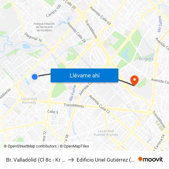 Br. Valladolid (Cl 8c - Kr 80f) to Edificio Uriel Gutiérrez (861) map