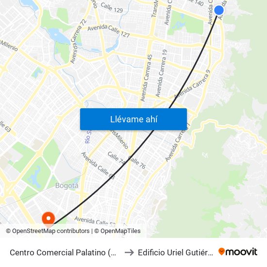 Centro Comercial Palatino (Cl 140 - Ak 7) to Edificio Uriel Gutiérrez (861) map