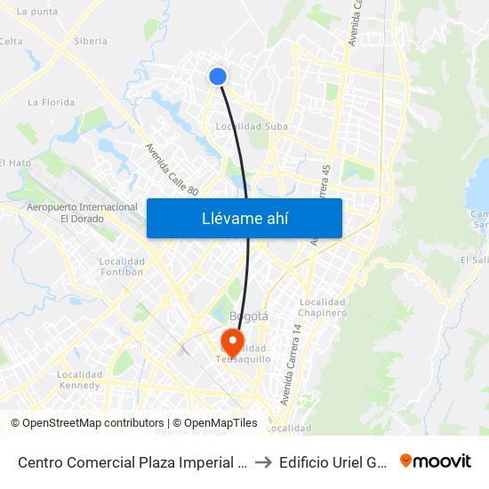 Centro Comercial Plaza Imperial (Av. C. De Cali - Av. Suba) to Edificio Uriel Gutiérrez (861) map