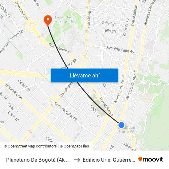 Planetario De Bogotá (Ak 7 - Cl 27) to Edificio Uriel Gutiérrez (861) map