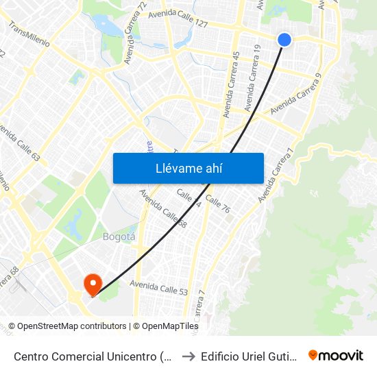 Centro Comercial Unicentro (Ac 127 - Kr 14a) to Edificio Uriel Gutiérrez (861) map