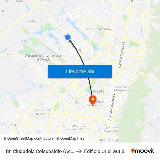 Br. Ciudadela Colsubsidio (Ac 80 - Kr 112a) to Edificio Uriel Gutiérrez (861) map