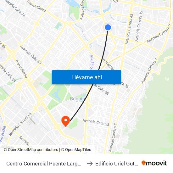 Centro Comercial Puente Largo (Av. Suba - Cl 106) to Edificio Uriel Gutiérrez (861) map