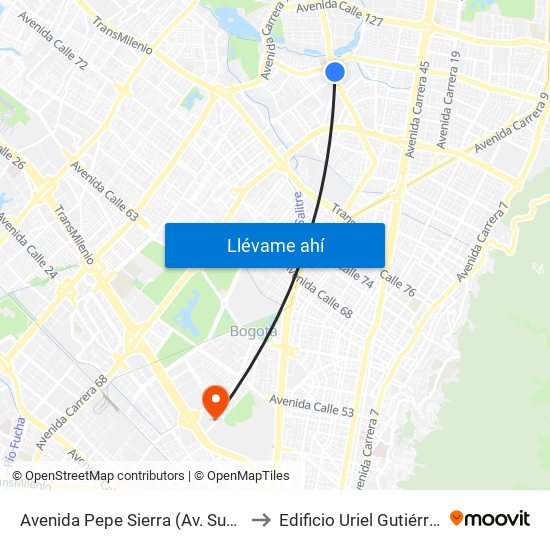 Avenida Pepe Sierra (Av. Suba - Cl 115) to Edificio Uriel Gutiérrez (861) map