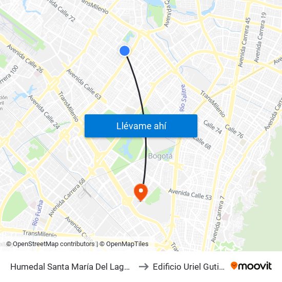 Humedal Santa María Del Lago (Kr 73a - Cl 72a) to Edificio Uriel Gutiérrez (861) map