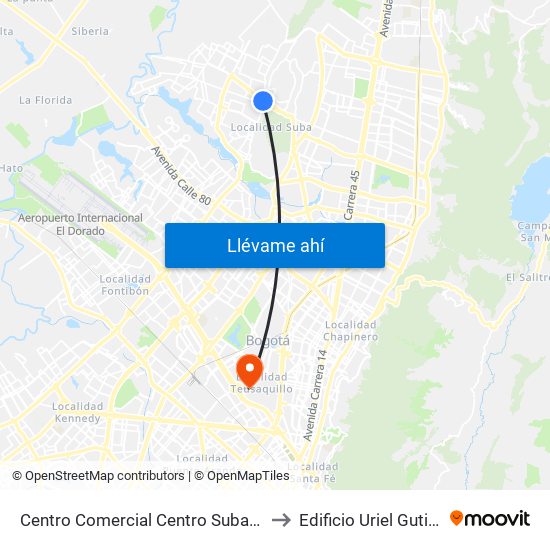 Centro Comercial Centro Suba (Av. Suba - Kr 91) to Edificio Uriel Gutiérrez (861) map