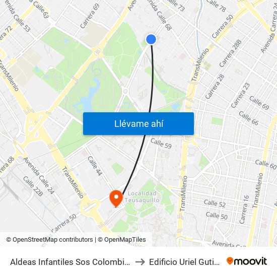 Aldeas Infantiles Sos Colombia (Ak 60 - Ac 64) to Edificio Uriel Gutiérrez (861) map