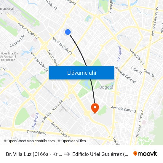 Br. Villa Luz (Cl 66a - Kr 78) to Edificio Uriel Gutiérrez (861) map