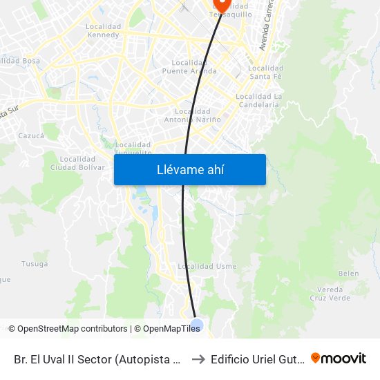 Br. El Uval II Sector (Autopista Al Llano - Kr 6b Este) to Edificio Uriel Gutiérrez (861) map