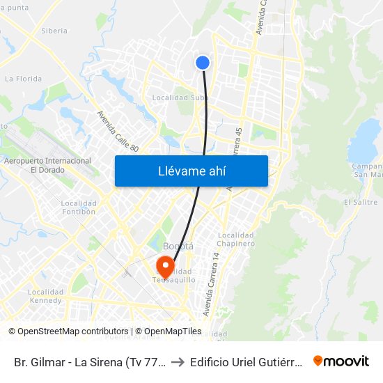 Br. Gilmar - La Sirena (Tv 77 - Cl 160) to Edificio Uriel Gutiérrez (861) map