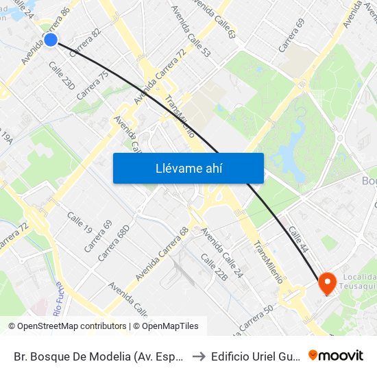 Br. Bosque De Modelia (Av. Esperanza - Av. C. De Cali) to Edificio Uriel Gutiérrez (861) map