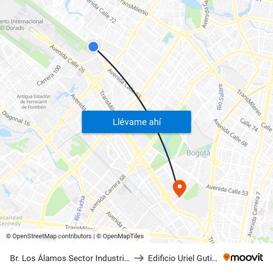 Br. Los Álamos Sector Industrial (Ac 63 - Ak 96) to Edificio Uriel Gutiérrez (861) map