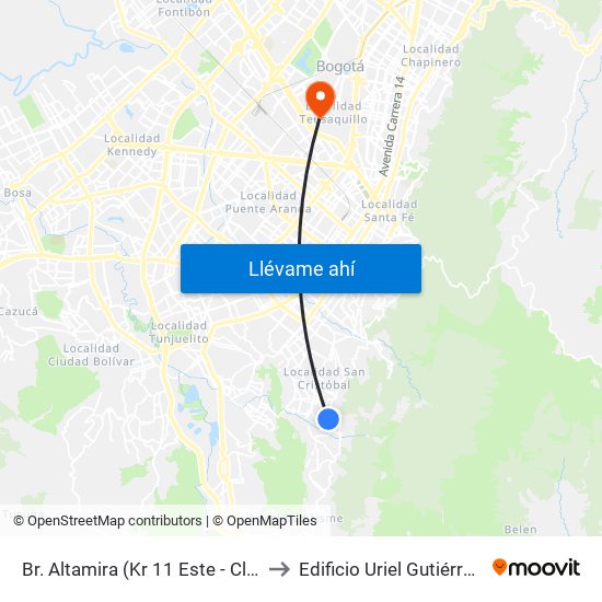 Br. Altamira (Kr 11 Este - Cl 42b Sur) to Edificio Uriel Gutiérrez (861) map