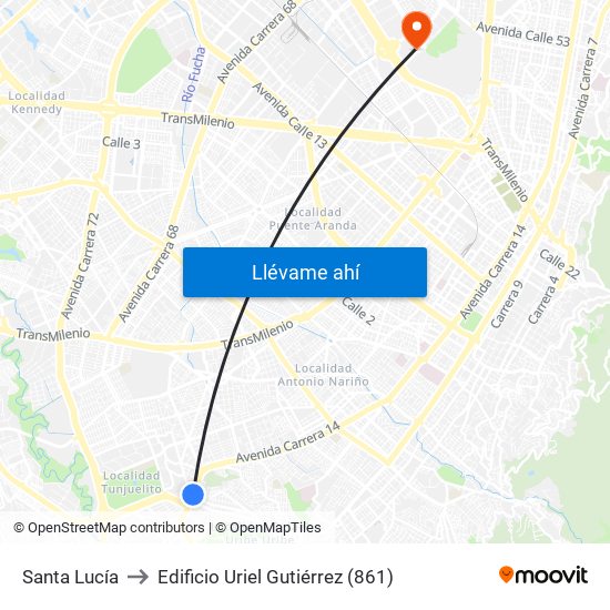 Santa Lucía to Edificio Uriel Gutiérrez (861) map