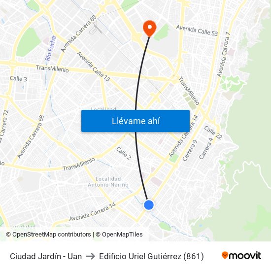 Ciudad Jardín - Uan to Edificio Uriel Gutiérrez (861) map