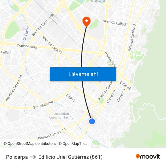 Policarpa to Edificio Uriel Gutiérrez (861) map