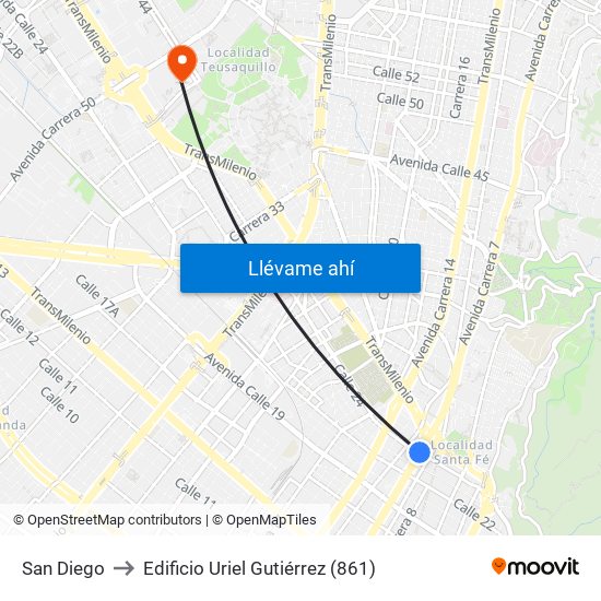 San Diego to Edificio Uriel Gutiérrez (861) map