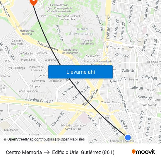 Centro Memoria to Edificio Uriel Gutiérrez (861) map