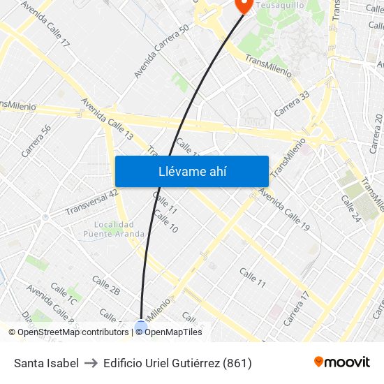 Santa Isabel to Edificio Uriel Gutiérrez (861) map