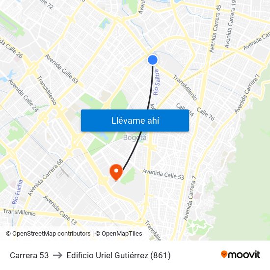 Carrera 53 to Edificio Uriel Gutiérrez (861) map