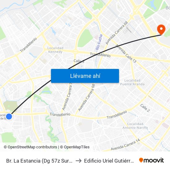 Br. La Estancia (Dg 57z Sur - Kr 74g) to Edificio Uriel Gutiérrez (861) map