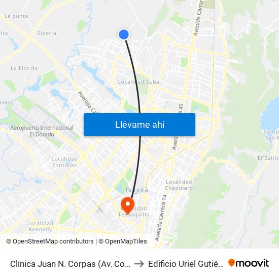 Clínica Juan N. Corpas (Av. Corpas - Cl 159a) to Edificio Uriel Gutiérrez (861) map