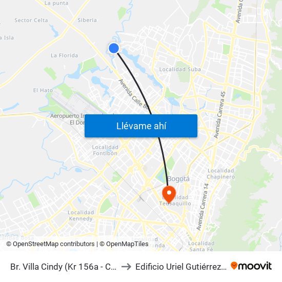 Br. Villa Cindy (Kr 156a - Cl 136a) to Edificio Uriel Gutiérrez (861) map