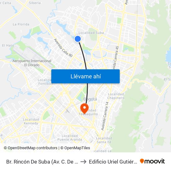 Br. Rincón De Suba (Av. C. De Cali - Kr 95a) to Edificio Uriel Gutiérrez (861) map