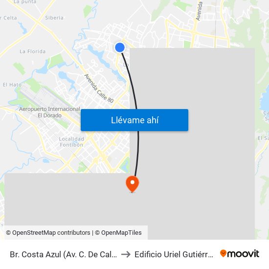 Br. Costa Azul (Av. C. De Cali - Cl 139) to Edificio Uriel Gutiérrez (861) map