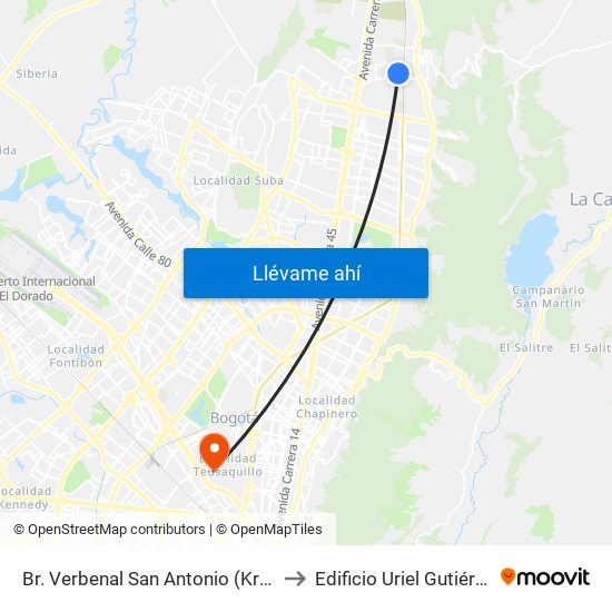 Br. Verbenal San Antonio (Kr 11 - Cl 185) to Edificio Uriel Gutiérrez (861) map