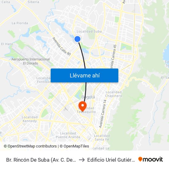 Br. Rincón De Suba (Av. C. De Cali - Kr 93) to Edificio Uriel Gutiérrez (861) map